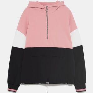 ZARA Colourblocked Quarter Zip Windbreaker